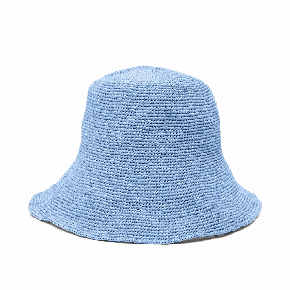 Structured Paper-Straw Bucket Hat in Natural Tone
