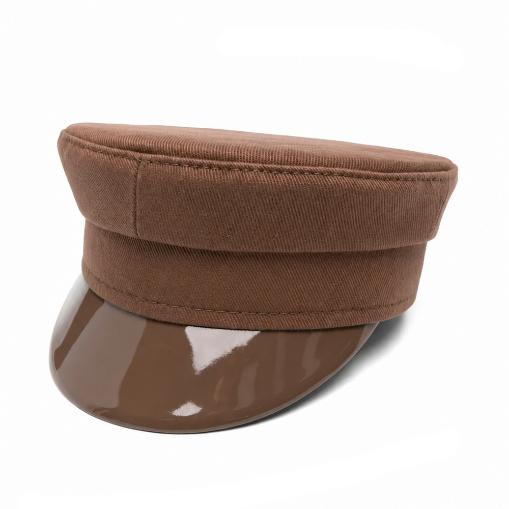 Structured Military-Style Officer Cap in Minimalist Design