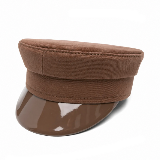 Structured Military-Style Officer Cap in Minimalist Design