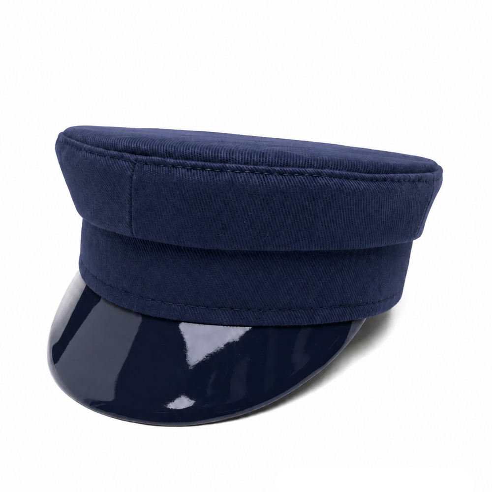 Structured Military-Style Officer Cap in Minimalist Design