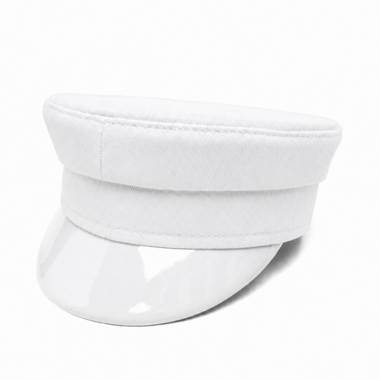 Structured Military-Style Officer Cap in Minimalist Design