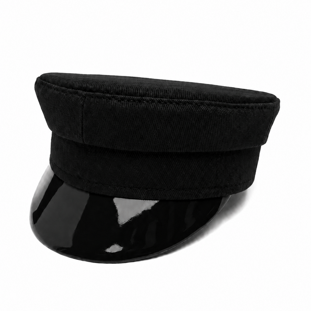 Structured Military-Style Officer Cap in Minimalist Design