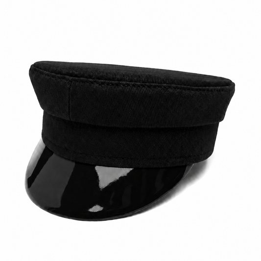 Structured Military-Style Officer Cap in Minimalist Design