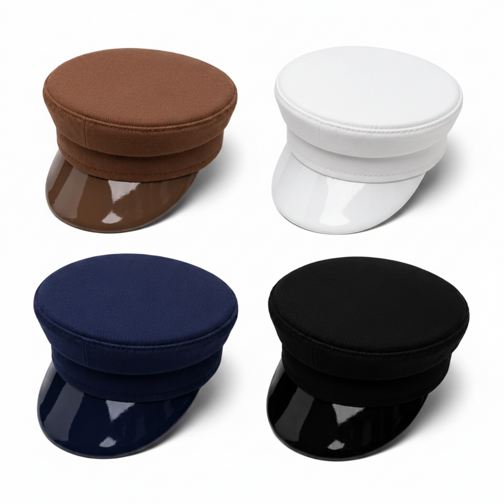 Structured Military-Style Officer Cap in Minimalist Design
